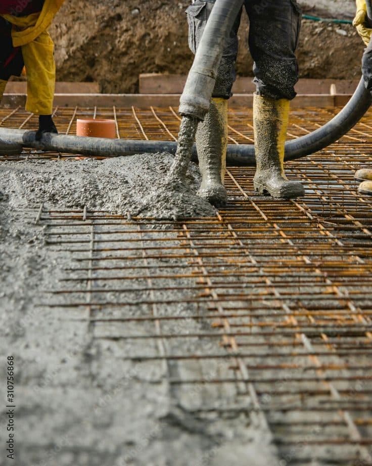 Concrete pour on site